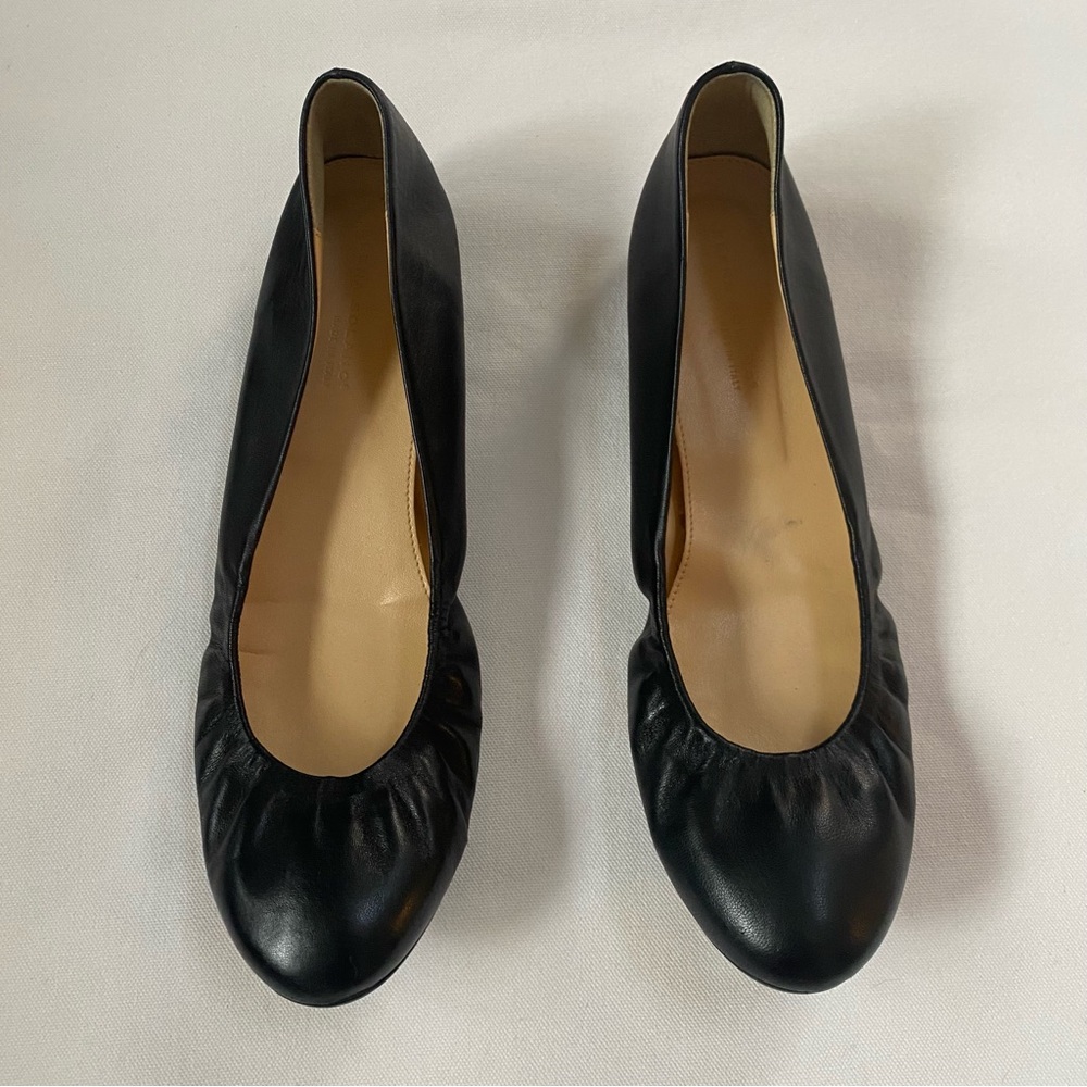 Elena Solano Leather Ballet Flats Size 40 9.5 Black